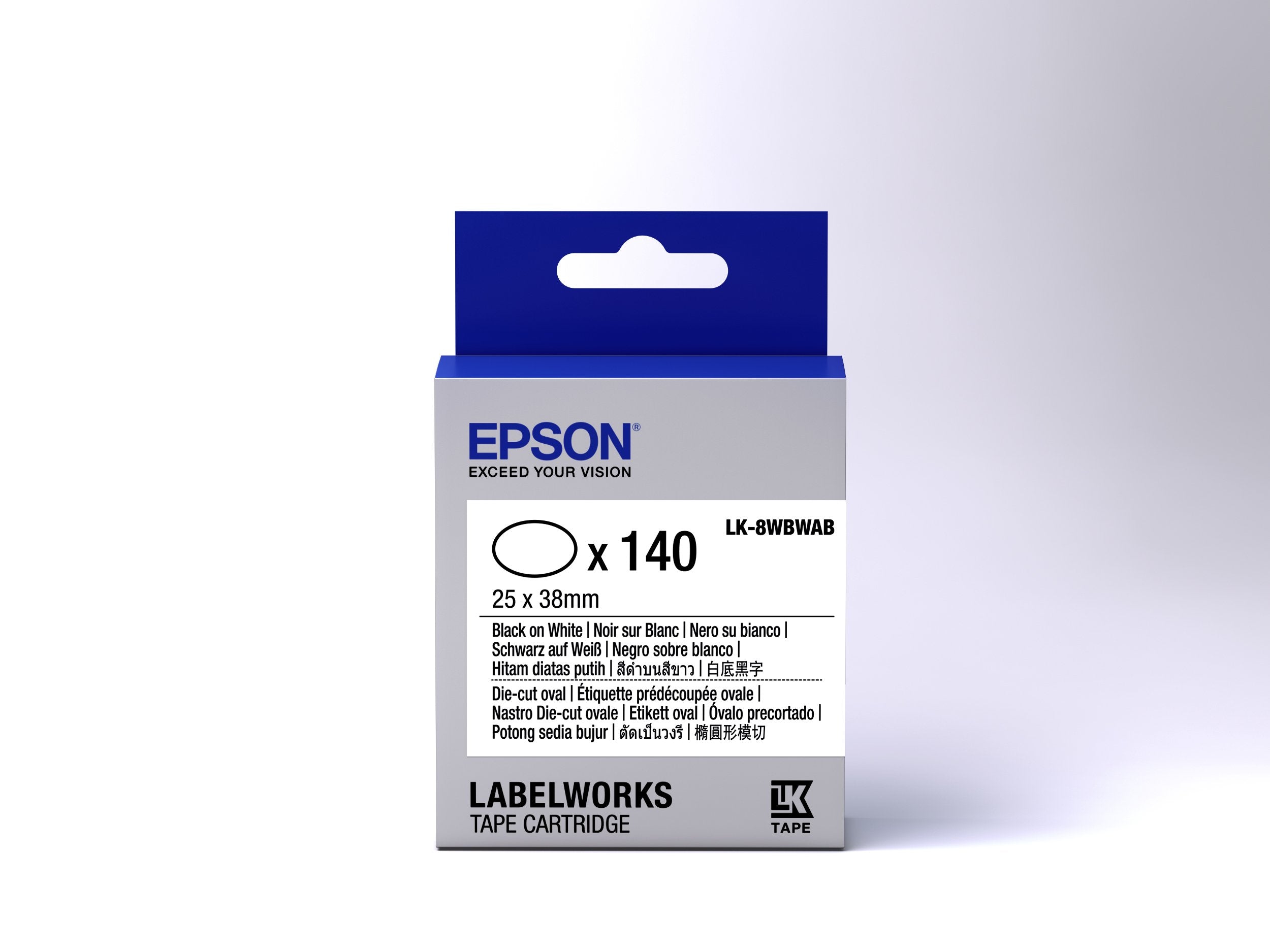Epson Cinta Lk-8wbwab - Étiquette Prédécoupée Ovale Negro/Blanco 25x38mm