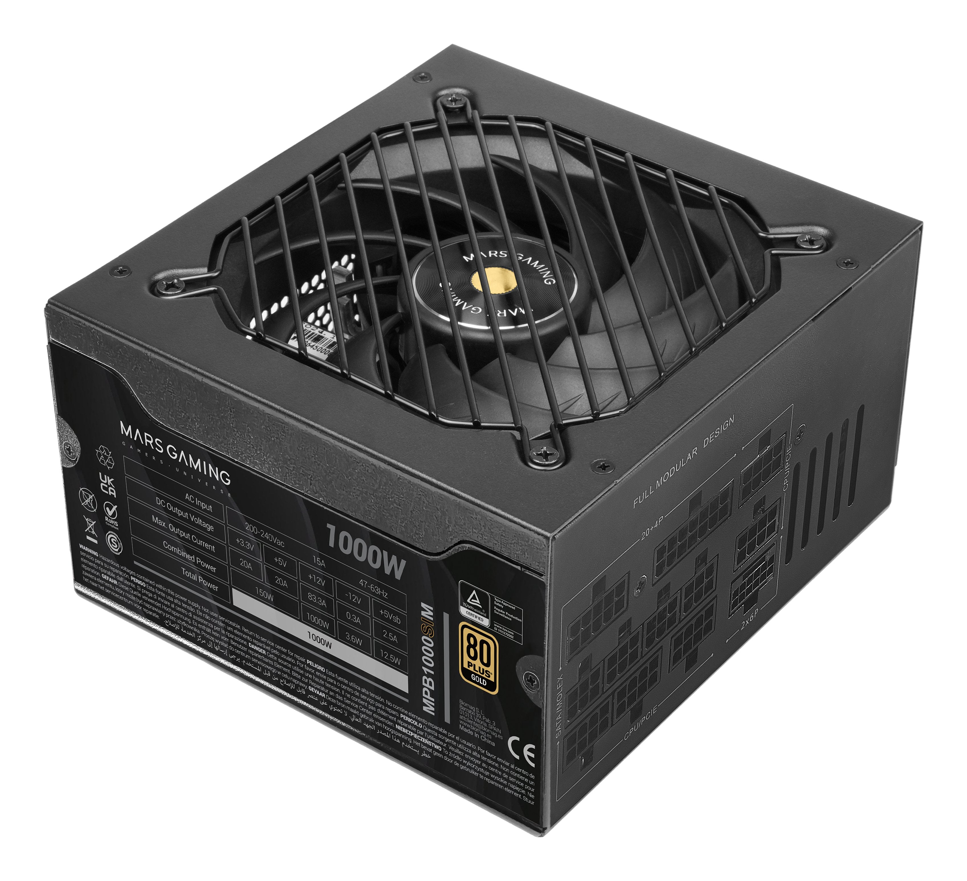 Fuente Alim. 1000w Si Modular 80+ Gold Mars Gaming <Div Class='Especificaciones'>. <Div Class='Especificaciones'>. 1000w / Silencioso / 90% Eficiencia / Ventilador 140mm / Atx / Modular. .
