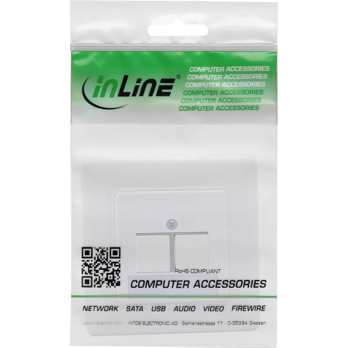 Inline® Frame Set For 2x Rj45 Keystone Snap-In, Blanco Ral9010