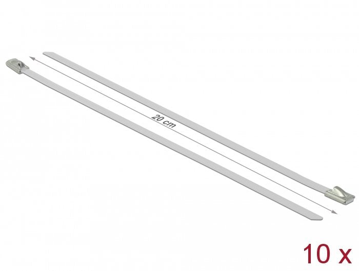 Delock Bridas De Acero Inoxidable L 200 X B 4,6 Mm Blanco 10 Piezas