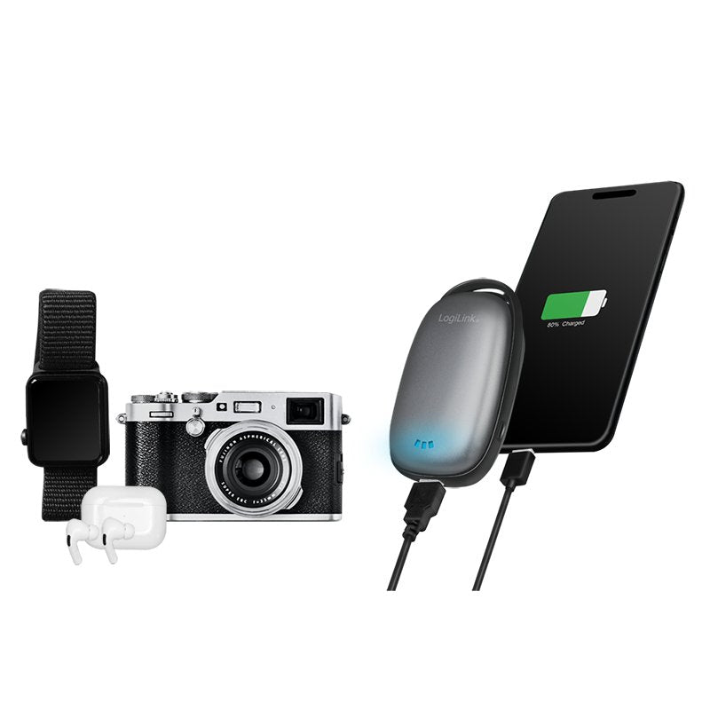 Logilink Powerbank 4000mah, 1xusb-A, Calentador De Manos, Gris Metal