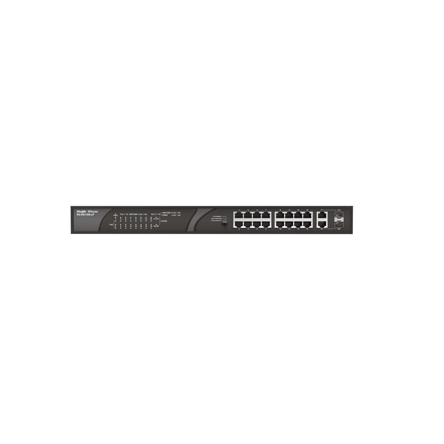 Reyee 16-Port 100mbps + 2 Gigabit Rj45/Sfp Combo Ports, 16 Of The Ports Support Poe/Poe+ Power Supp