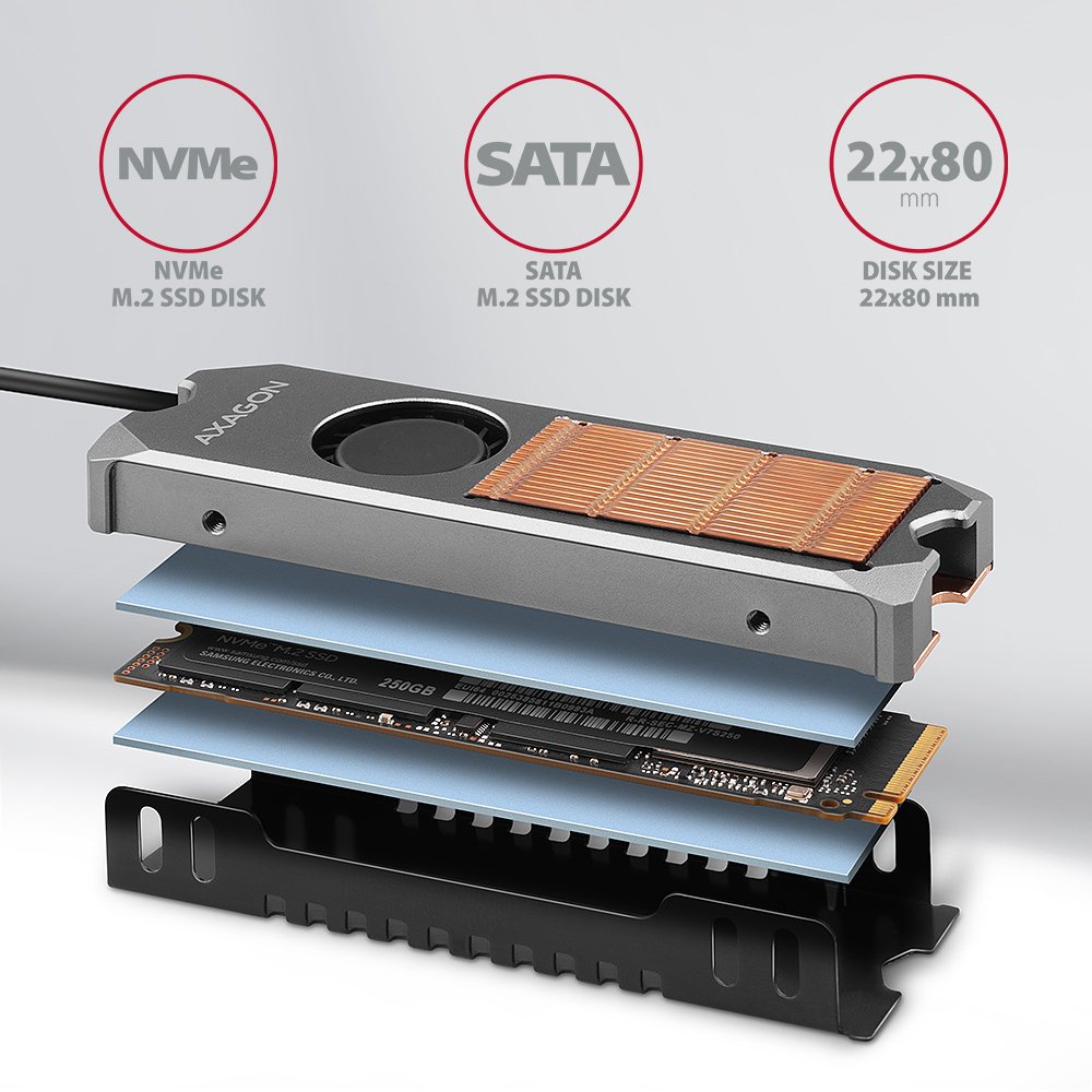 EAN 8595247906588 - Axagon CLR-M2FAN sistema de refrigeración para ordenador Unidad de estado sólido Disipador térmico/Radiad imagen 4