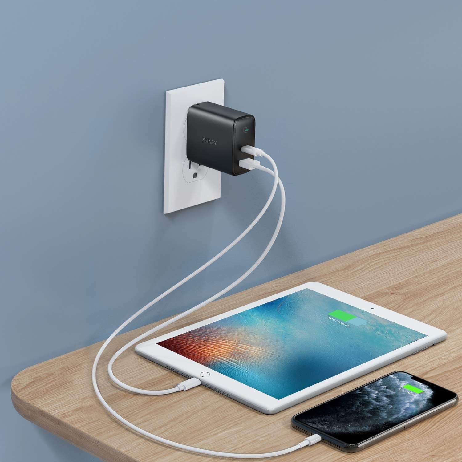 EAN 5902666661661 - AUKEY Focus Duo Universal Negro Corriente alterna Interior imagen 3
