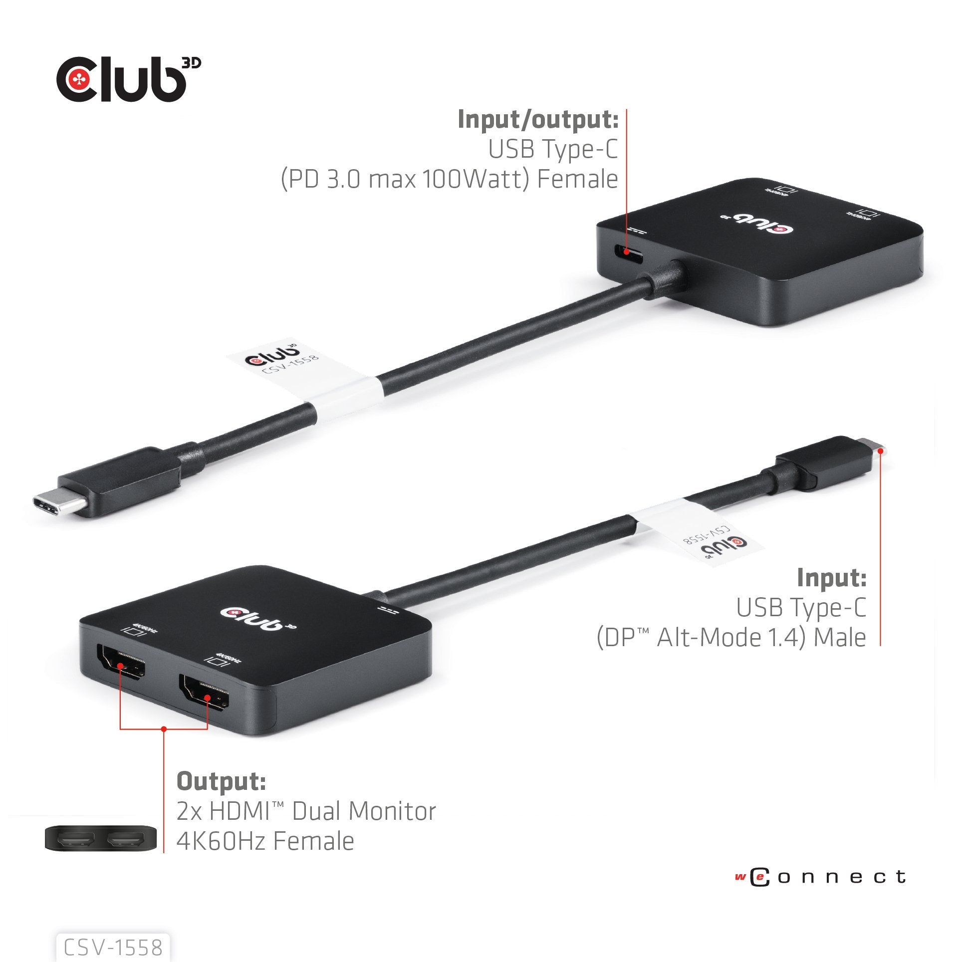 EAN 8719214472979 - CLUB3D CSV-1558 divisor de video USB Tipo C 2x HDMI imagen 5