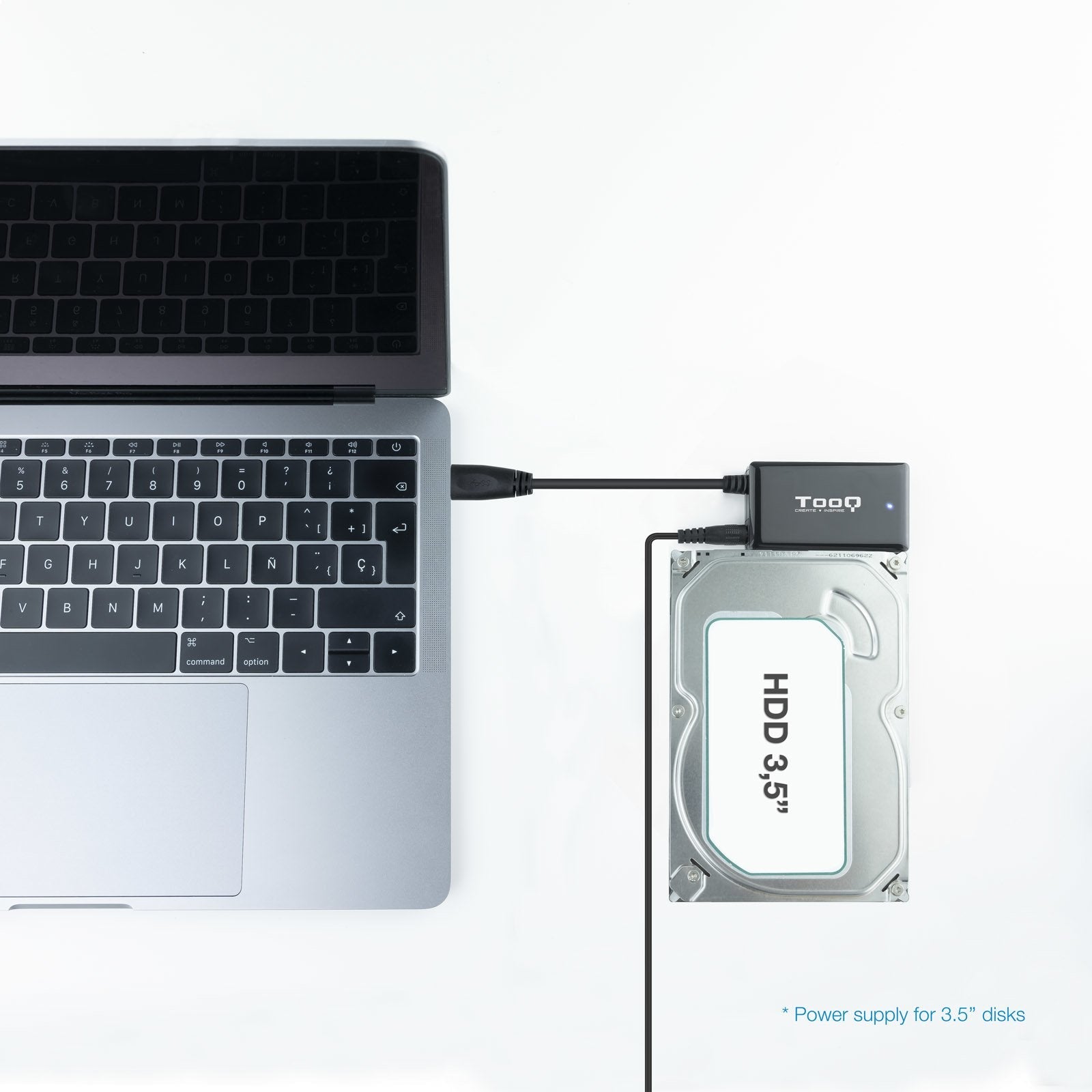 Tooq Adaptador Usb 3.0 Usb-A A Sata Para Discos Duros De 2.5? Y 3.5? Con Alimentador - Negro