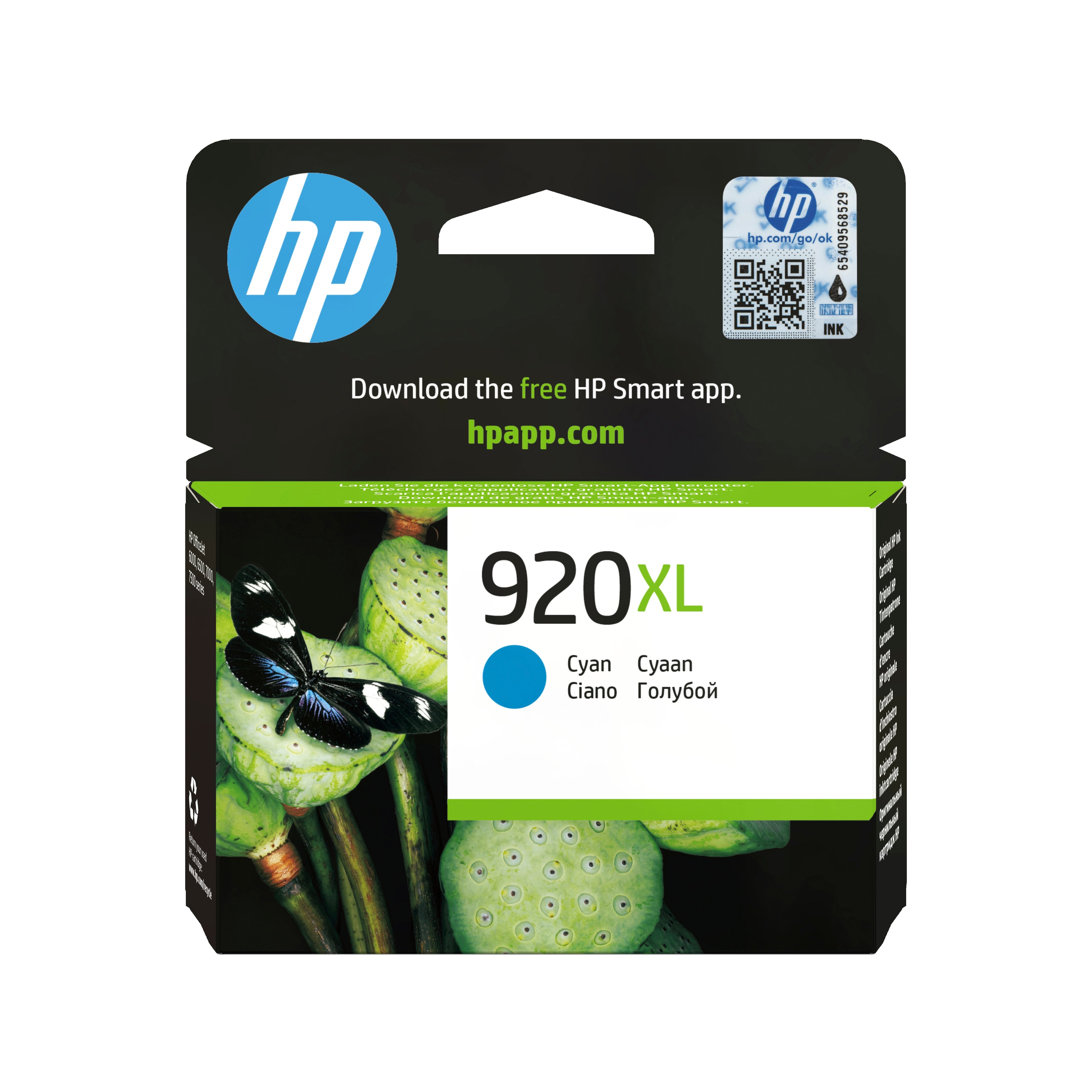 EAN 0884420649274 - HP 920XL High Yield Cyan Original Ink Cartridge cartucho de tinta 1 pieza(s) Alto rendimiento (XL) imagen 1
