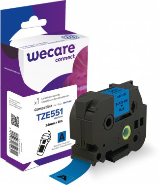 Wecare Schriftband Compatible Con Brother Tze-551 Negro Auf Azul