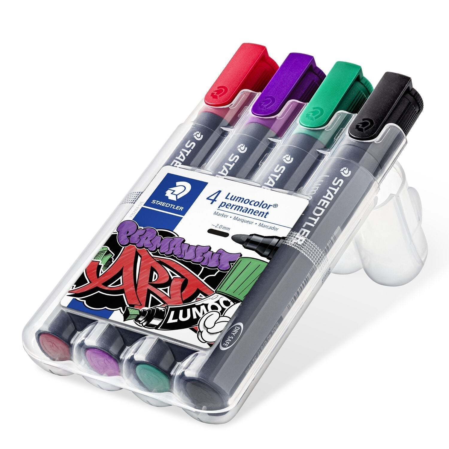 Staedtler Lumocolor 352 Pack De 4 Marcadores Permanentes - Secado Rapido - Colores Surtidos