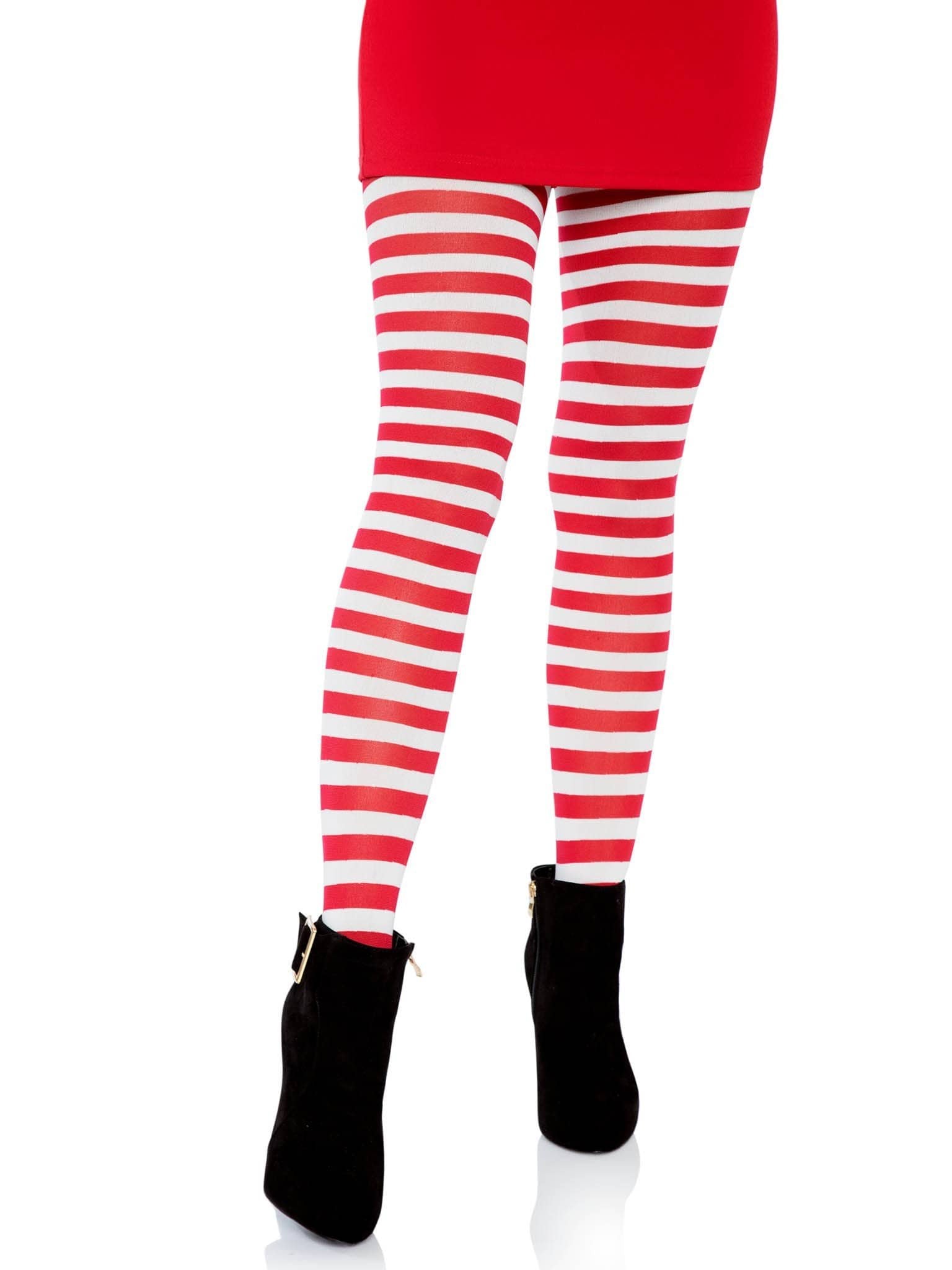 Leg Avenue - Medias De Rayas Blanco/Rojo