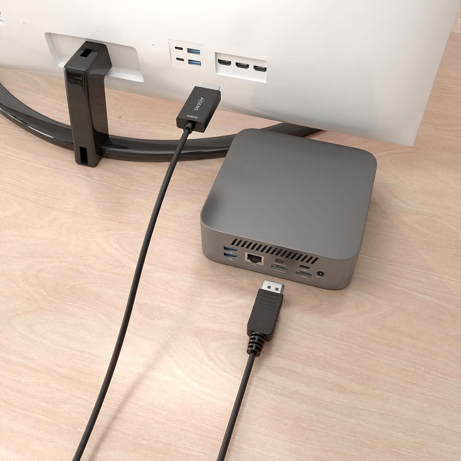 Aisens Cable Conversor Displayport A Hdmi 4k@60hz, Dp/M-Hdmi/M, Negro, 0.6m