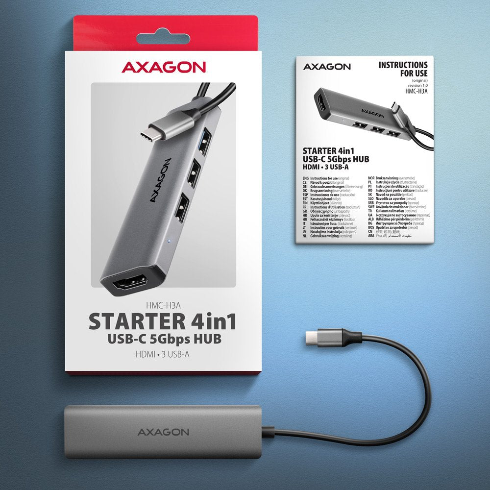 EAN 8595247908698 - Axagon HMC-H3A base para portátil y replicador de puertos Alámbrico USB 3.2 Gen 1 (3.1 Gen 1) Type-C Plat imagen 10