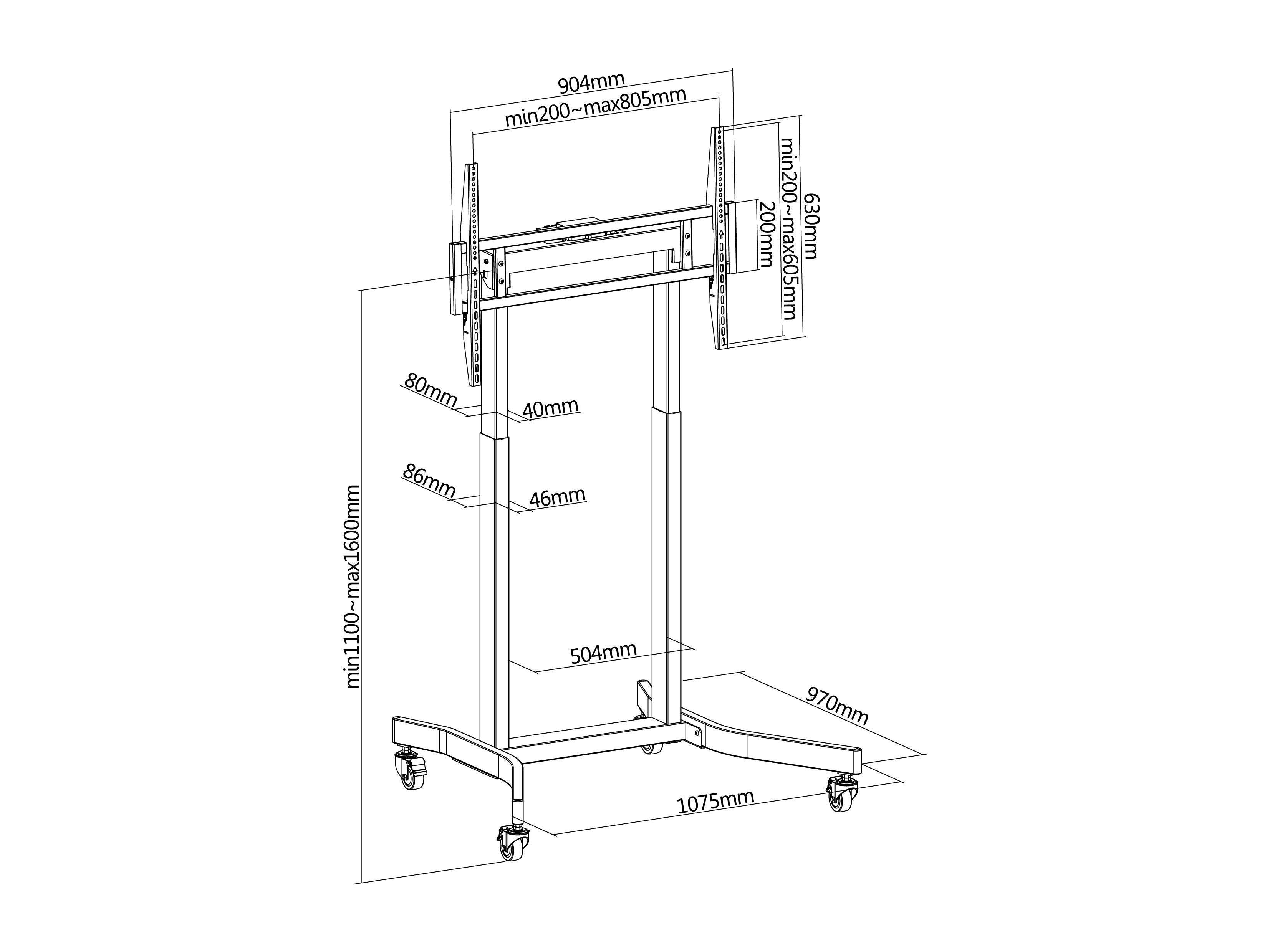 Soporte De Suelo Motorizado Equip 650632 Pantalla 55"-100" Mando Distancia Vesa Max 800x600 Max120kg