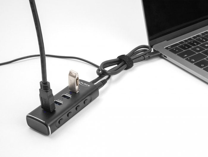 Delock 64233 Usb 10 Gbps De 4 Puertos Con Conector Usb Type-C Cable De 60 Cm E Interruptor Para Cada Puerto