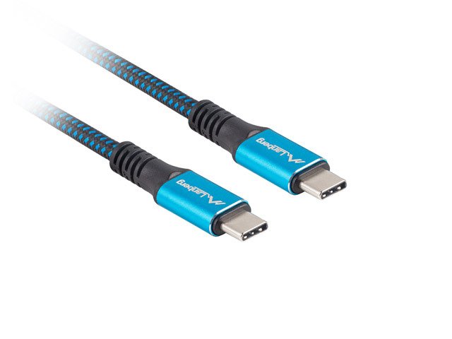 Cable Usb-C 4.0 Lanberg Macho/Macho 0.5m 100w 8k 30hz Negro/Azul