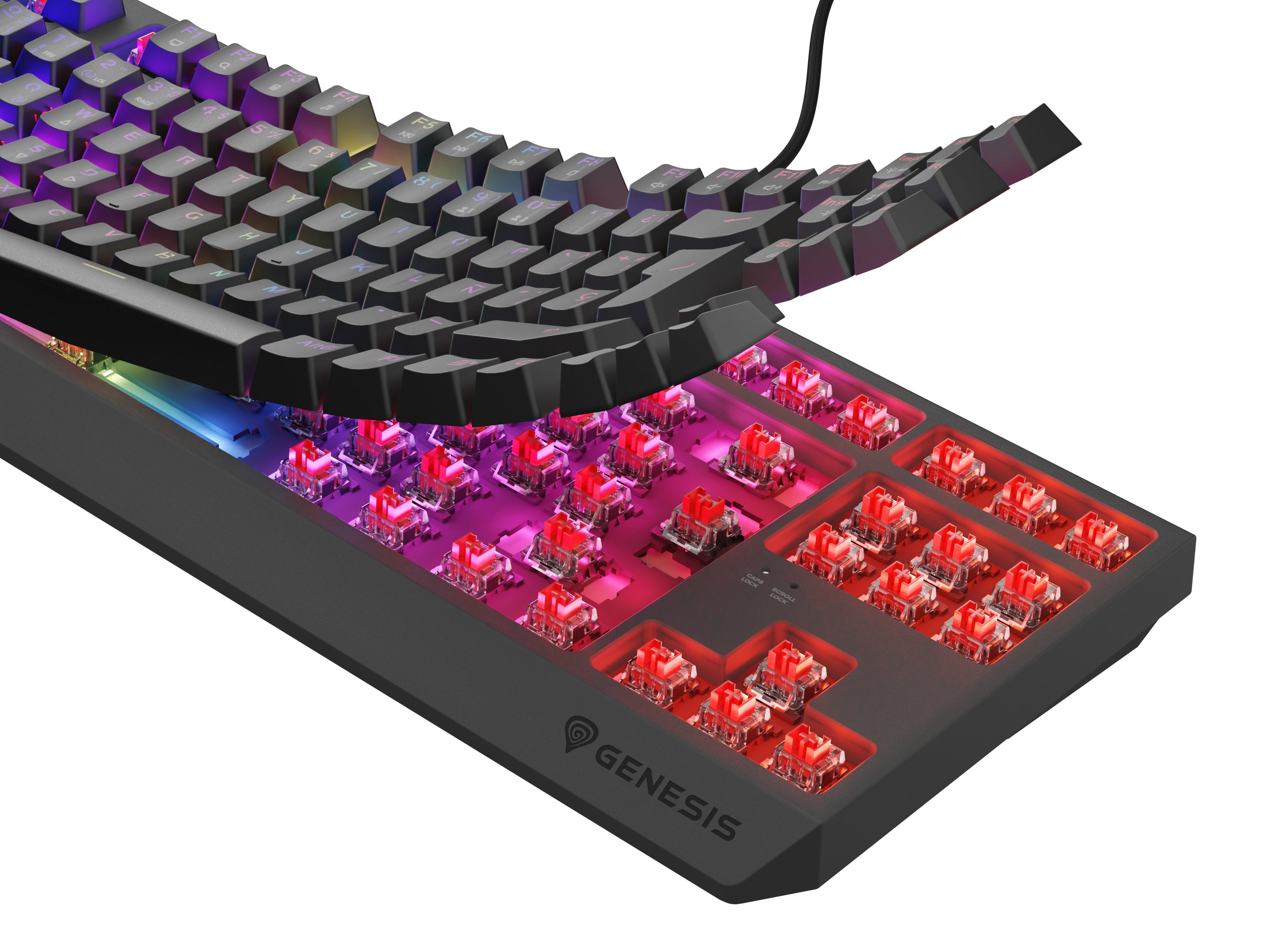 Teclado Gaming Español Genesis Thor230 Tkl Rgb Mecanico Negro Switch Outemurojo Hot Swap