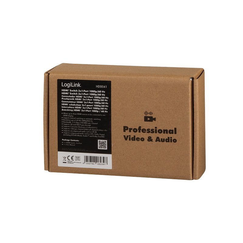 Switch Logilink Hd0041 Hdmi 3x1 Puertos, 1080p / 60hz, Mini, Hdcp, Cec