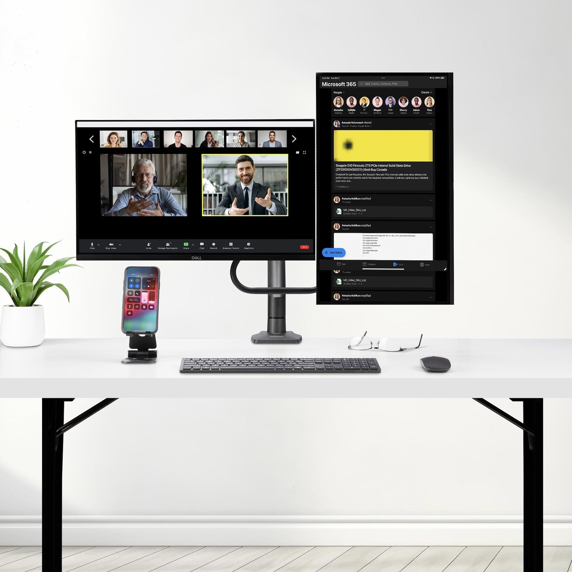 Startech.Com Desk Mount Dual Monitor Arm W Crossbar, Up To 27 In Displays - Befestigungskit - Artikulierender, Mechanischer Feder