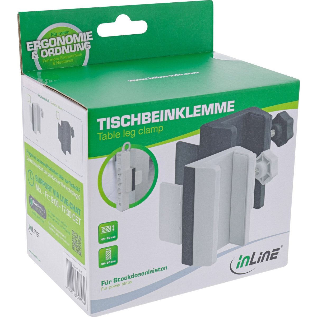 Abrazadera Para Pata De Mesa Inline Para Regleta Tornillo, Blanca