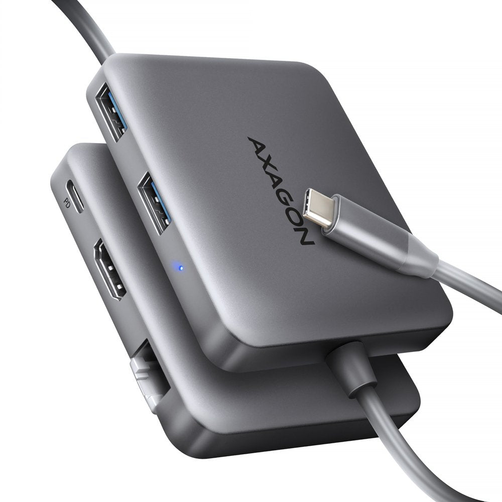 Hmc-5hl Multipuerto Hub Usb 5in1, 5gbps, 2x Usb-A, Hdmi 4k/60hz, Glan, Pd 100w, 15cm Usb-C Cable