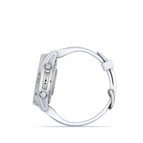 Garmin Fenix 8 Whitestone Smartwatch 43mm Amoled Plateado Con Correa De Silicona Blanca