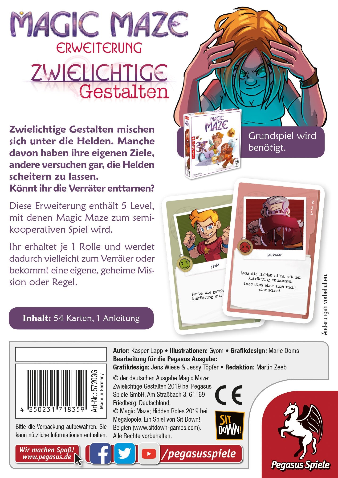 EAN 4250231718359 - Pegasus 57203G juego de tablero Magic Maze: Zwielichtige Gestalten, Magic Maze 15 min Expansión de juego imagen 4