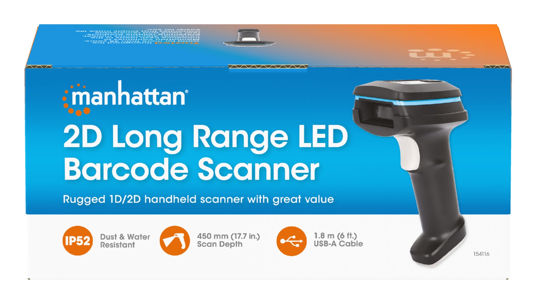 Manhattan 2d Led Barcodescanner 450mm Ip52 Handscanner