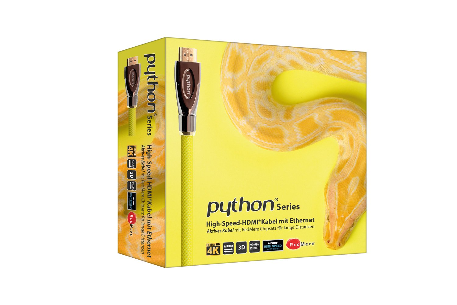 Python Hdmi 2.0 Cable 4k2k Trenzado Amarillo 3m