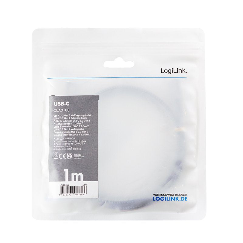 EAN 4052792074369 - LogiLink CUA0108 cable USB USB 3.2 Gen 2 (3.1 Gen 2) 1 m USB C Negro, Gris imagen 4