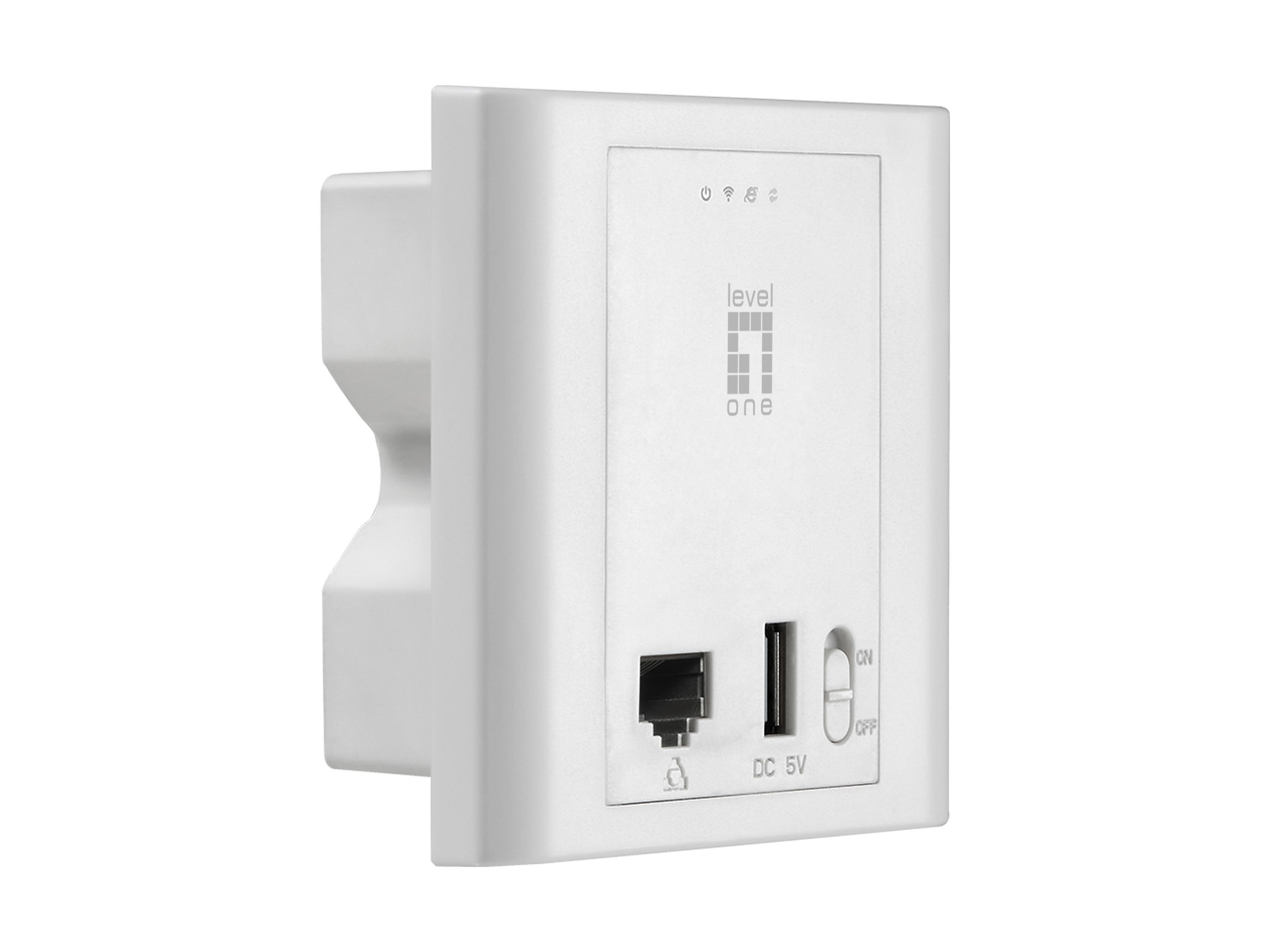 Level One Punto De Acceso Wifi 300n Poe Para Montaje En Pared Caja 86mmx86mm Puerto Usb Carga