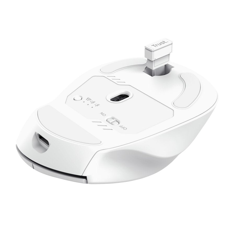 Mouse Trust Wireless Niven Bt/2.4ghz 7 Botones 800-3200dpi Recargable Color Blanco.