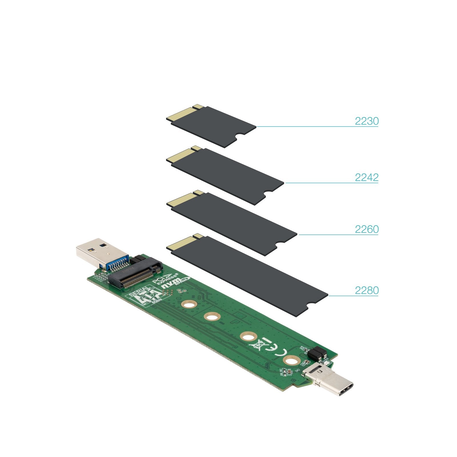 Caja Externa Para Disco Ssd M.2 Nvme Tooq Tqe-2240b Usb 3.0 Usb Tipo-C 3.2 Gen2