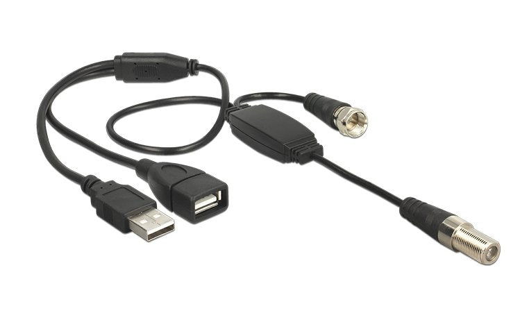 Delock Cable De Antena F Hembra > F Macho Con Phantomspeisung 5 V Über Usb 22 Cm