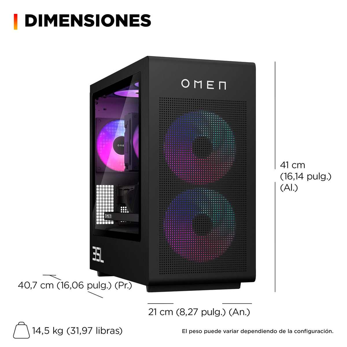Pc Sobremesa Hp Omen 35l Gt16-1006ns Amd Ryzen 7 9800x3d 32gb 1tb Ssd Rtx 5070 Ti Windows 11 Wifi7