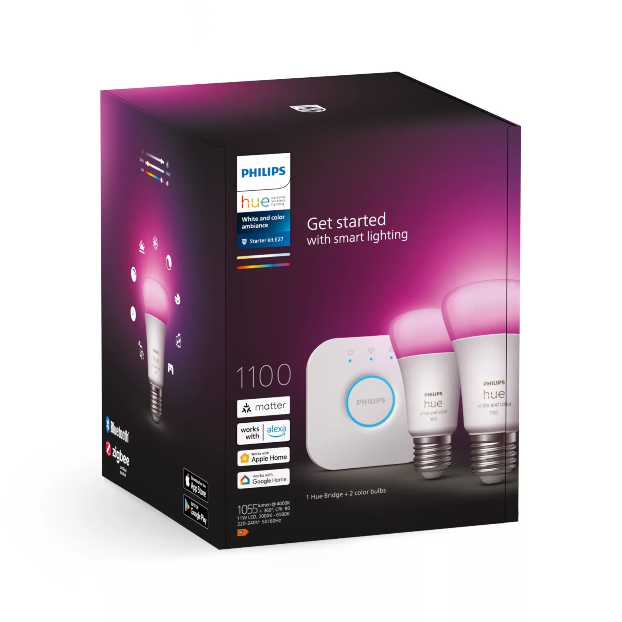 Bombilla Philips Hue White And Color Ambiance Kit De Inicio: 2 Bombillas Inteligentes E27 (1100)