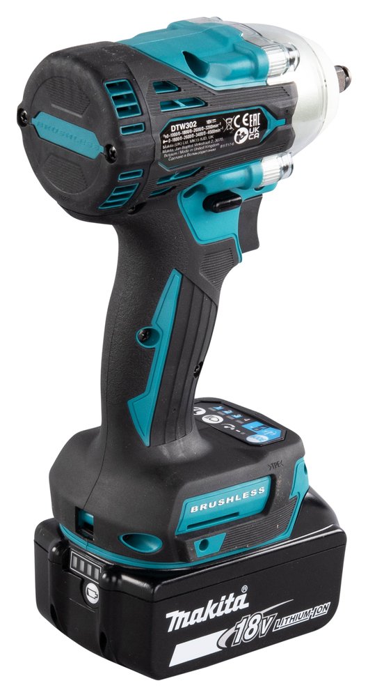 Llave De Impacto Inalámbrica Makita Dtw302z, 18 Voltios Azul/Negro, Sin Batería Ni Cargador Dtw302z