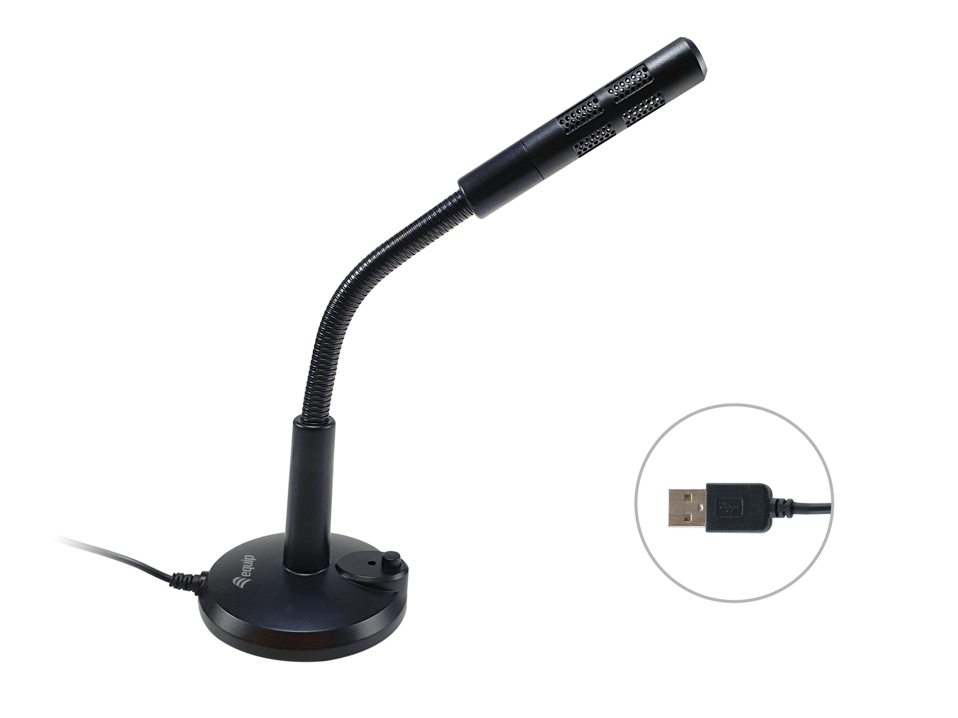 Microfono Sobremesa Equip Life Onmidireccional Usb Brazo Flexible Boton Mute