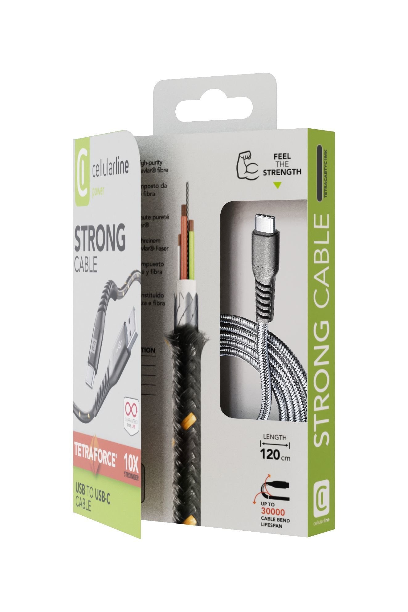 Cellularline Extreme Usb Typ-C Datencable 1.2m. Negro