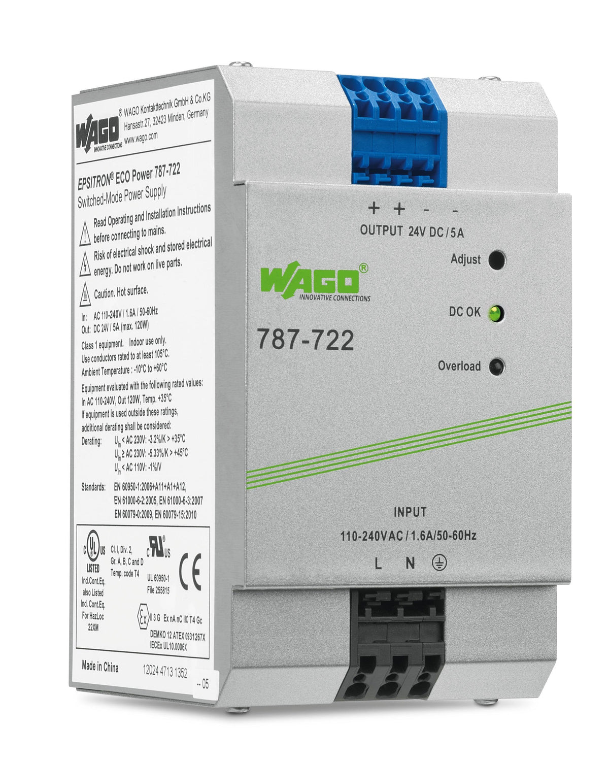 Wago 787-722 Eco-Fuente De Alimentación 24 V 5 A Prim. Getaktet