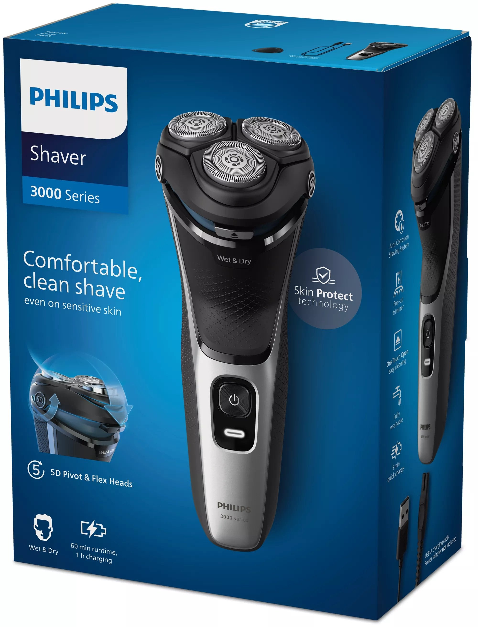 EAN 8720689018531 - Philips 3000 series S3143/00 afeitadora Máquina de afeitar de rotación Recortadora Negro, Plata imagen 3