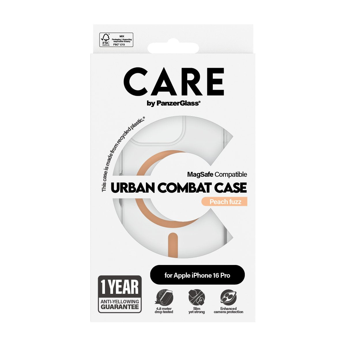 EAN 5715685004407 - PanzerGlass CARE™ by ® Urban Combat Case Transparent w. Peachy MagSafe iPhone 16 Pro funda para teléfono imagen 3