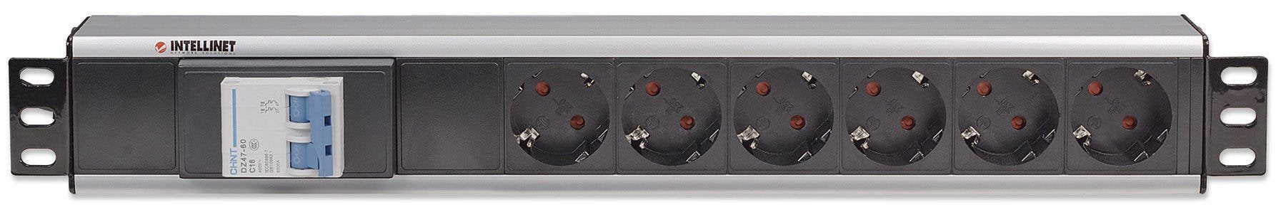 EAN 0766623711432 - Intellinet 711432 unidad de distribución de energía (PDU) 6 salidas AC 1.5U Negro, Gris imagen 3