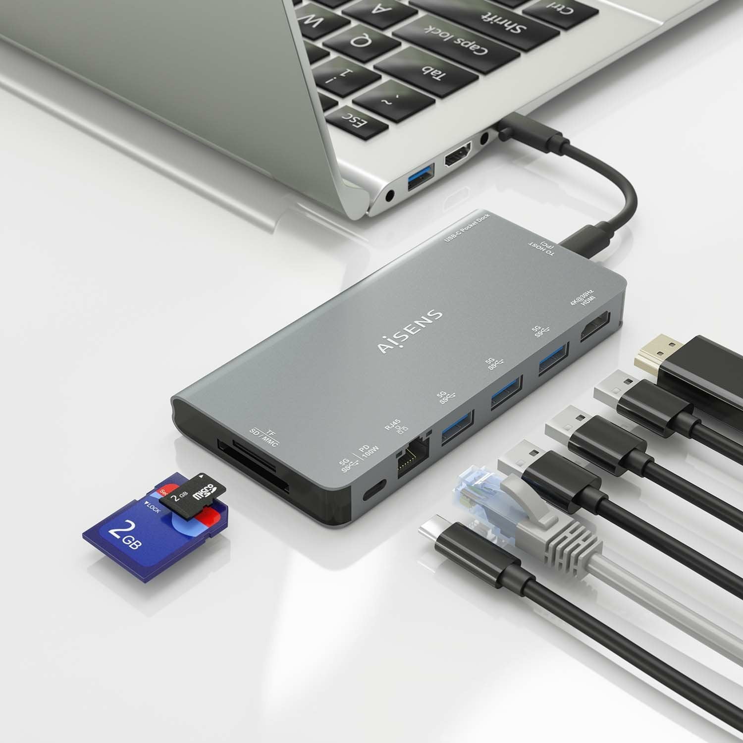 EAN 8436574709773 - AISENS ASUC-8P015-GR base para portátil y replicador de puertos Alámbrico USB 3.2 Gen 1 (3.1 Gen 1) Type- imagen 6