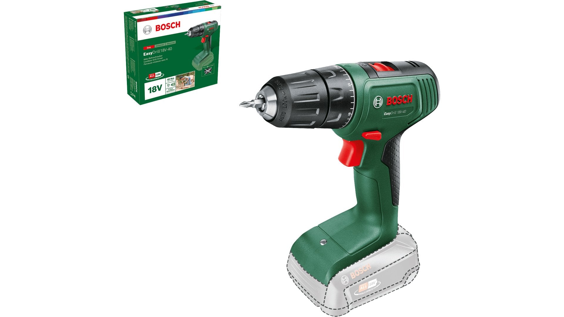 EAN 4053423230628 - Bosch EasyDrill 18V-40 1630 RPM Sin llave 1,3 kg Negro, Verde imagen 2