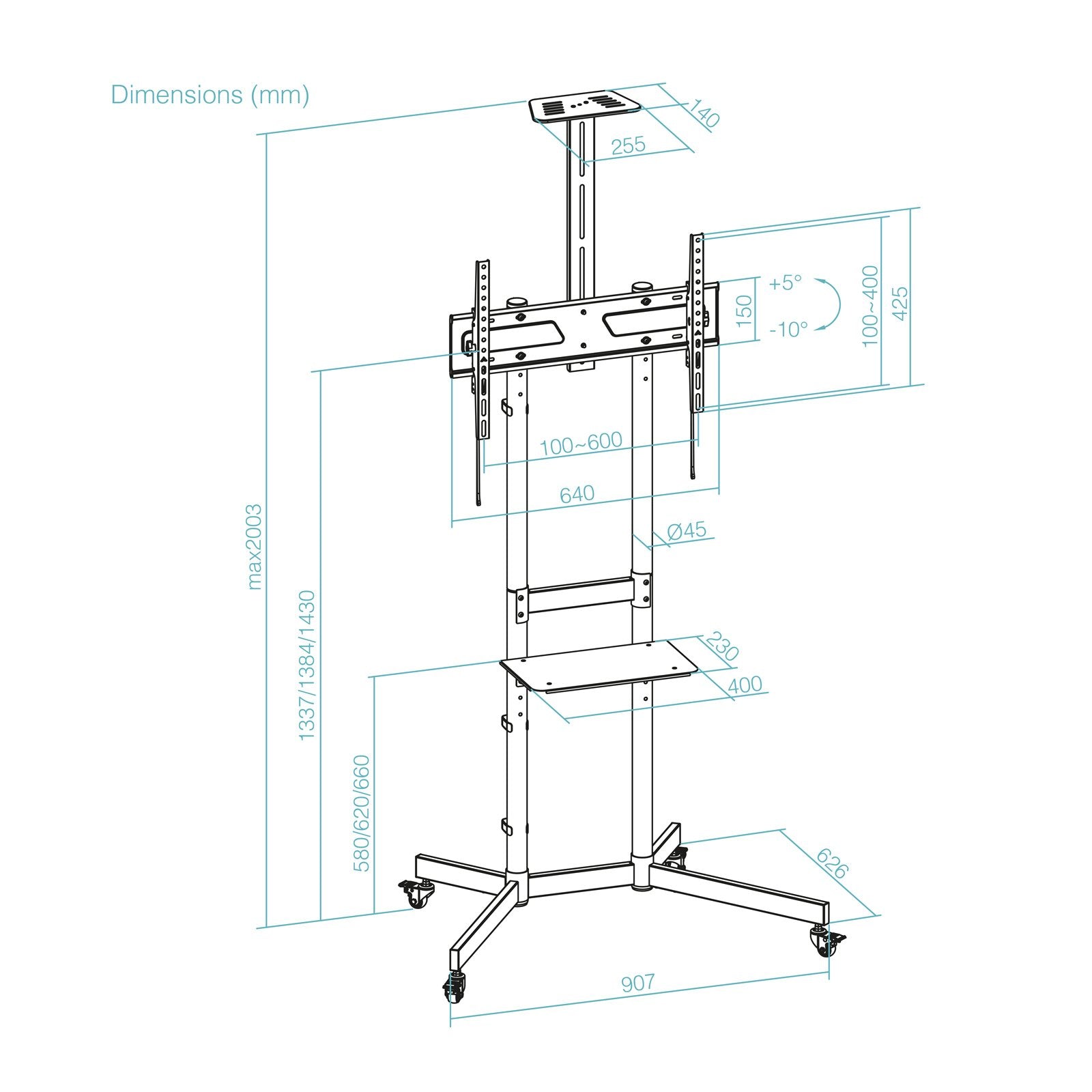 EAN 8433281016996 - TooQ FS1151M-B soporte para TV 177,8 cm (70") imagen 6