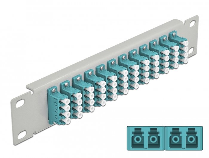 Delock 10 Lwl Patchpanel 12 Port Lc Quad Aqua 1 He Grau