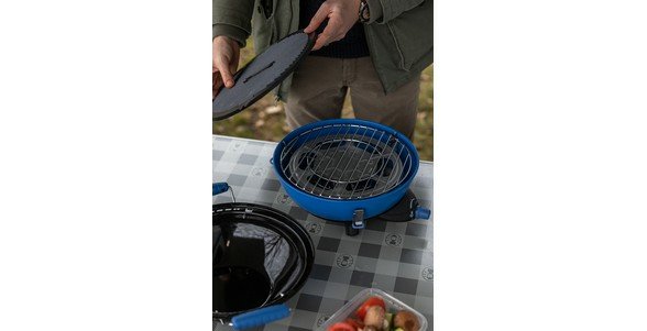 Campingaz Party Grill 400 Caravan Connect Cocina De Gas, Parrilla De Gas Negro/Azul, 30mbar, Con Conexión Para Caravana, Modelo 2023