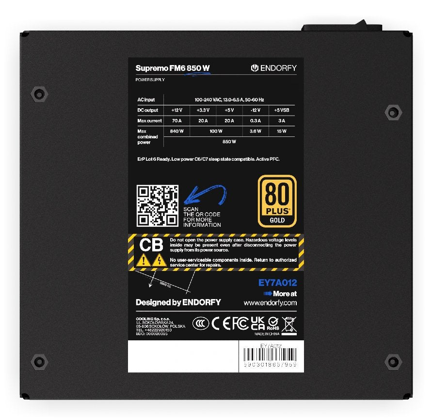 Fuente De Alimentacion Atx 850w Endorfy Supremo Fm6 Gold