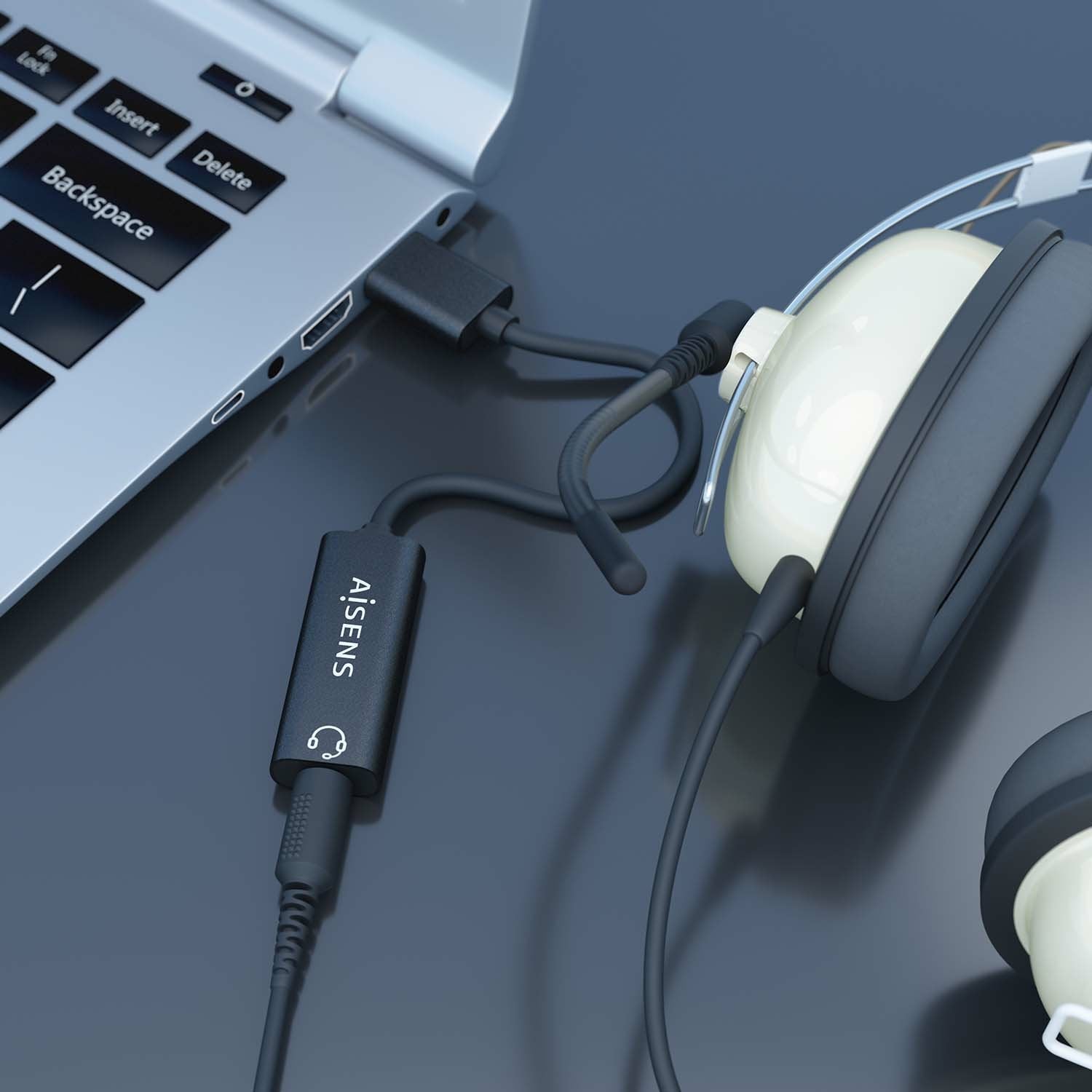 Aisens Conversor Usb-A A Audio 48khz - Usb-A/M-Jack 3.5/H - 10cm - Negro