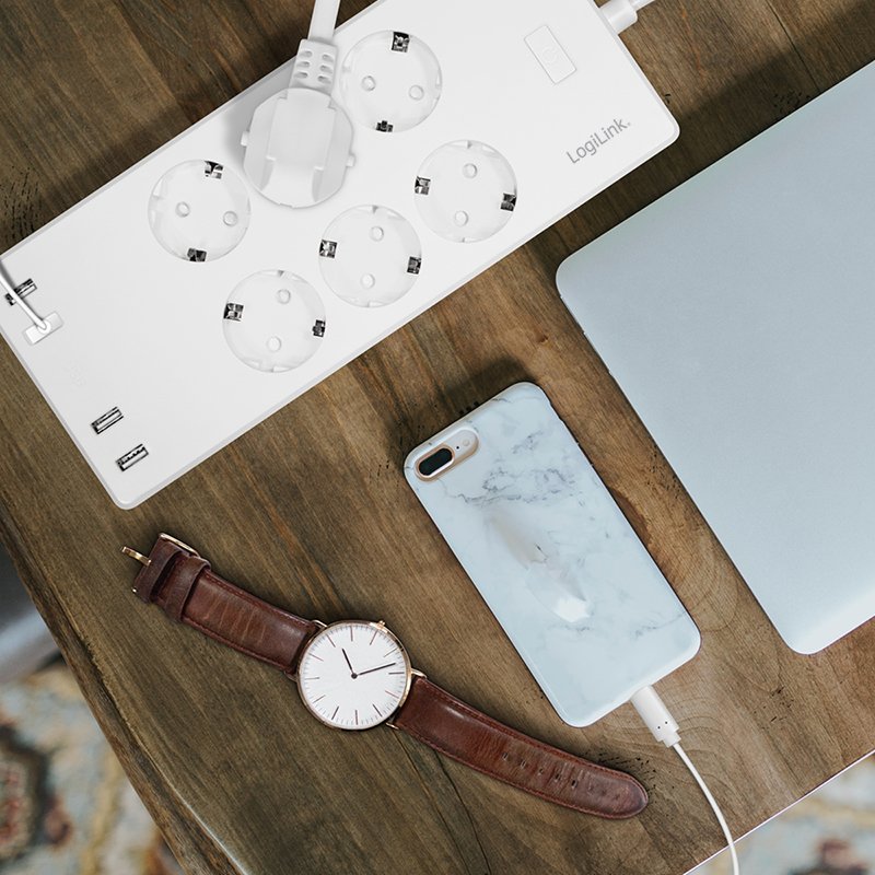 EAN 4052792066784 - LogiLink SH0105 regleta inteligente 6 salidas AC Tipo F 1,8 m 4 2400 W Blanco imagen 5